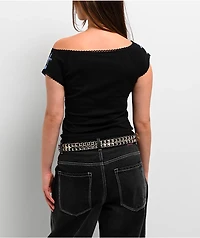 Vitriol Bella Off The Shoulder Black Crop T-Shirt