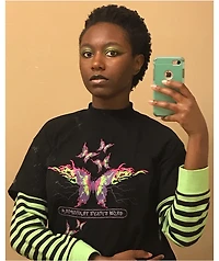 Vitriol Bixie Black & Green Layered Long Sleeve T-Shirt