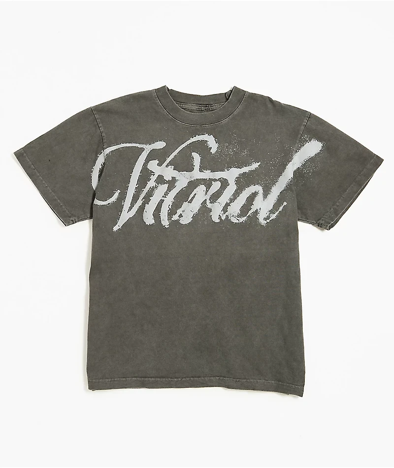 Vitriol Blurred Flowers Vintage Grey T-Shirt