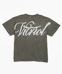 Vitriol Blurred Flowers Vintage Grey T-Shirt