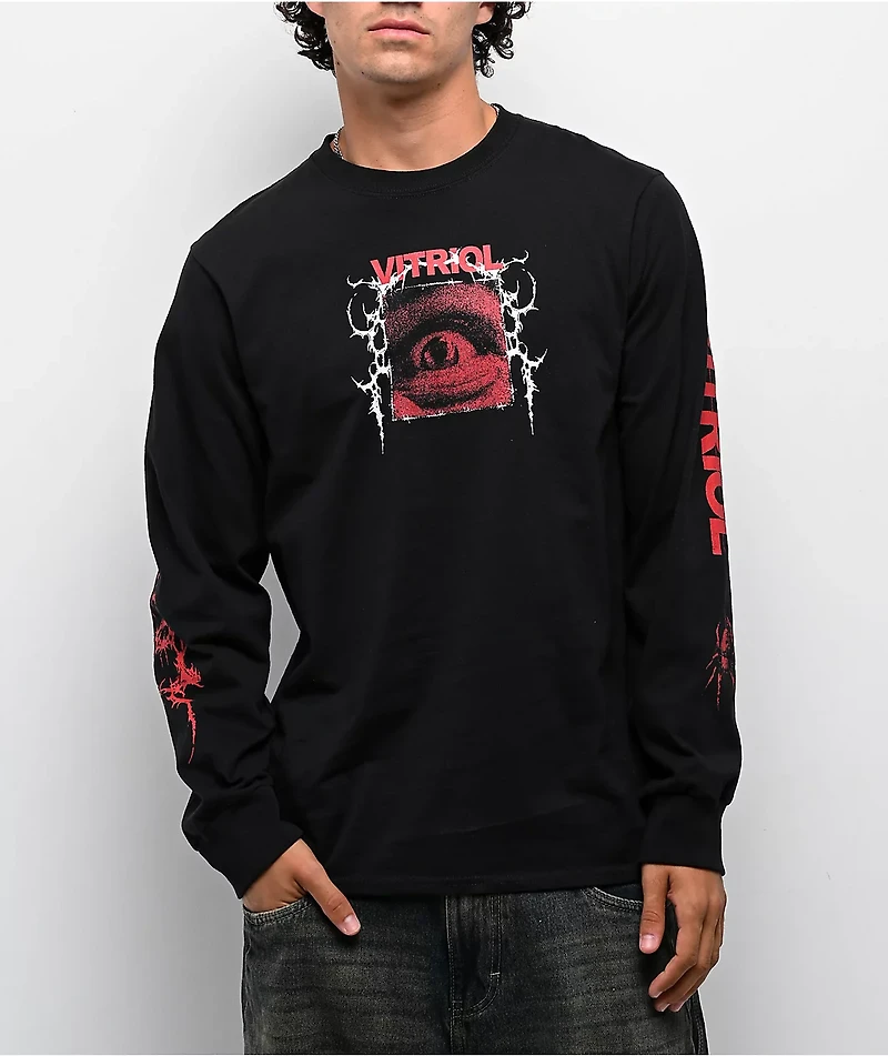 Vitriol Bold Red Black Long Sleeve T-Shirt