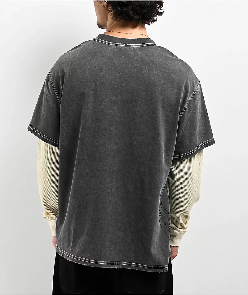 Vitriol Brutal Black & Cream Wash 2fer Long Sleeve T-Shirt