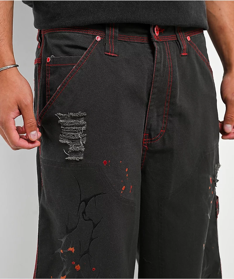 Vitriol Butcher Black & Red Canvas Pants