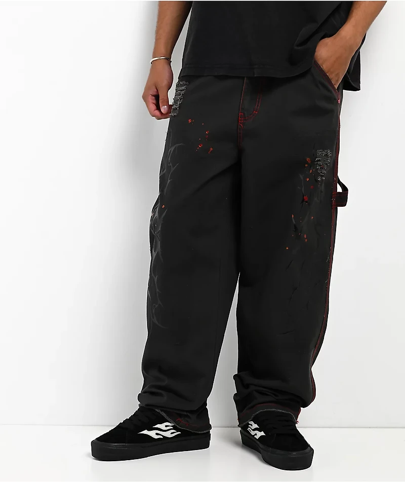 Vitriol Butcher Black & Red Canvas Pants