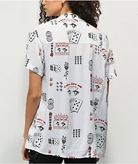 Vitriol Caedia Allover Anime Print White Short Sleeve Button Up Shirt