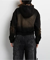 Vitriol Camden Cross Black Wash Crop Hooded Jacket