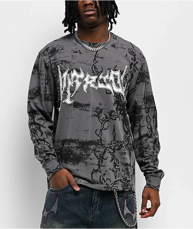 Vitriol Chains Grey Long Sleeve T-Shirt