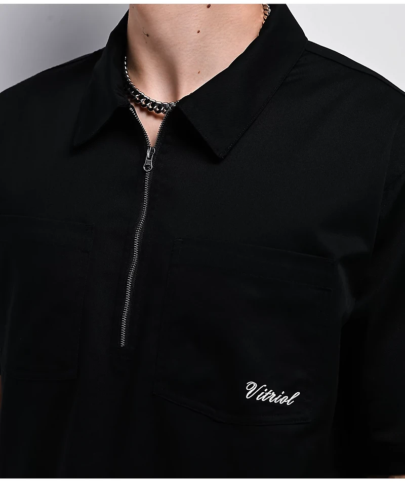 Vitriol Channel Black Quarter Zip Work Shirt