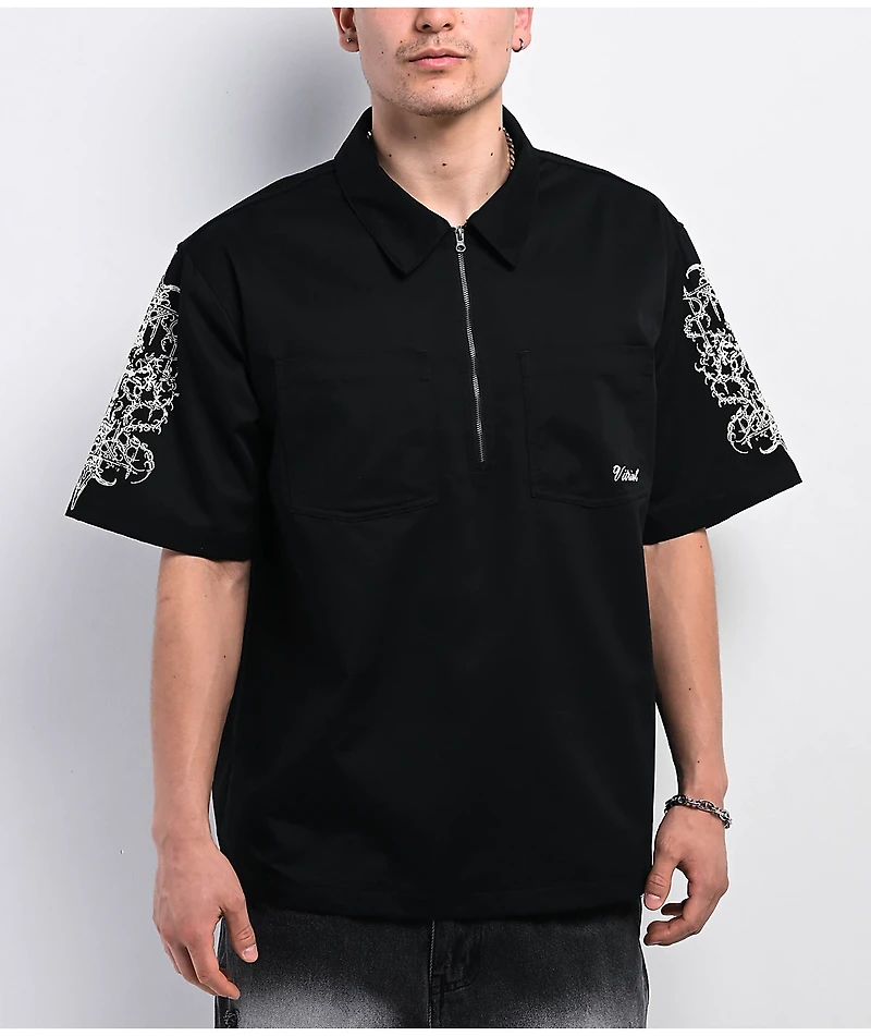 Vitriol Channel Black Quarter Zip Work Shirt