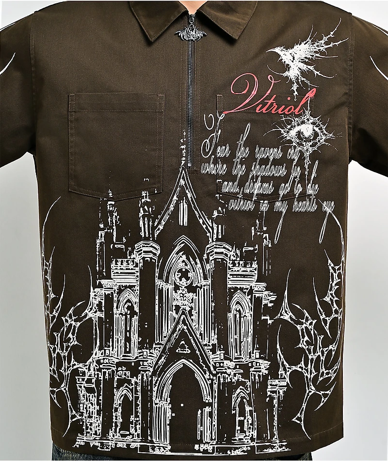 Vitriol Channel Brown Quarter Zip Work Shirt