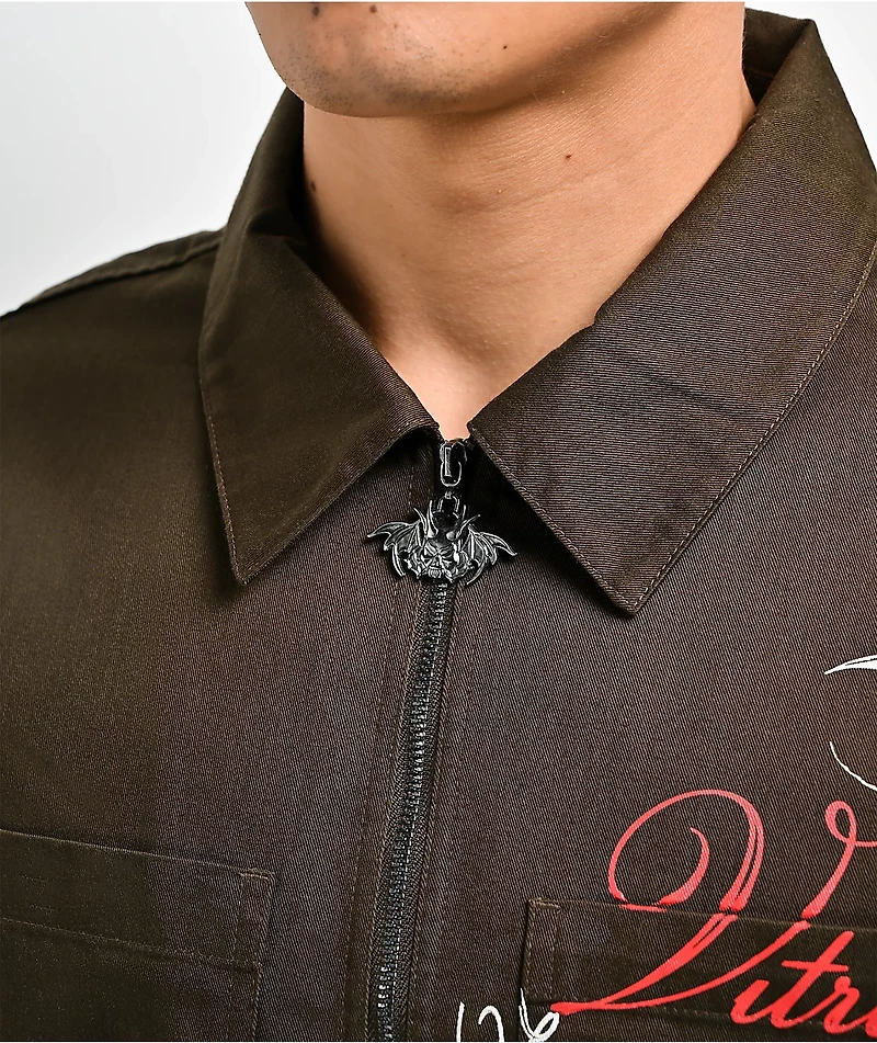 Vitriol Channel Brown Quarter Zip Work Shirt