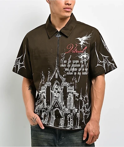 Vitriol Channel Brown Quarter Zip Work Shirt