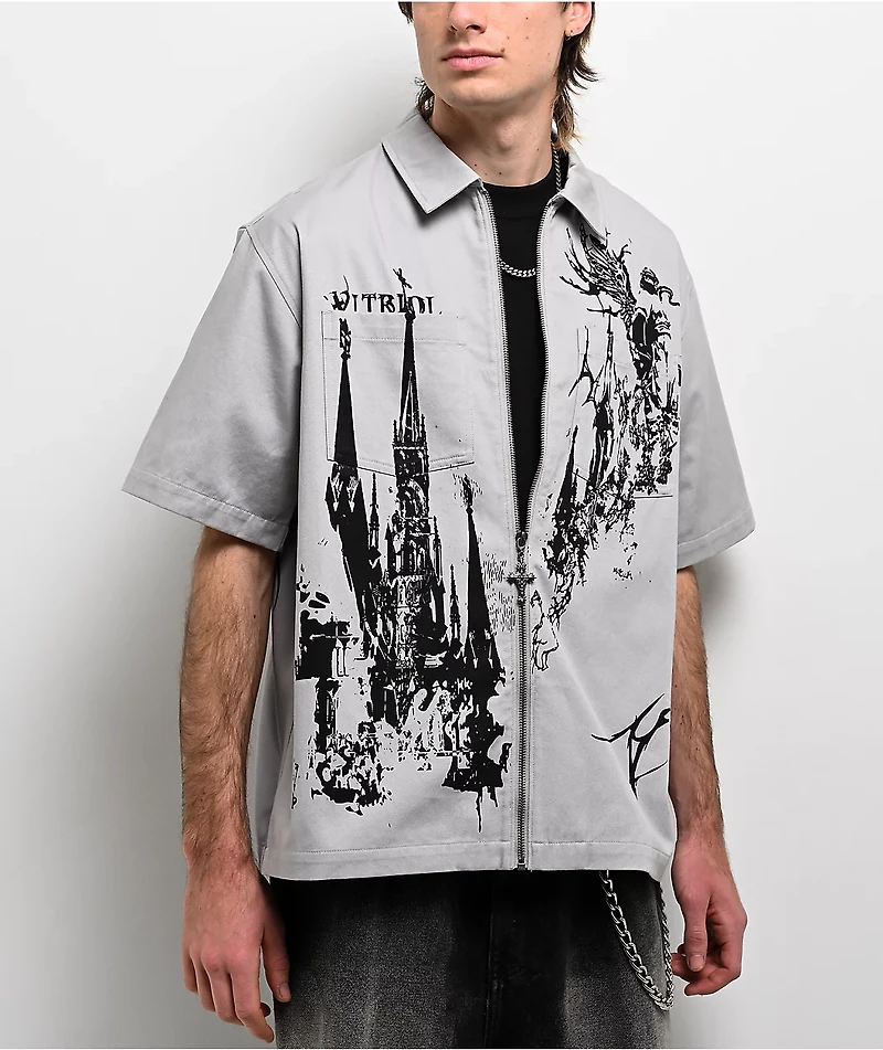 Vitriol Channel Grey Zip Work Shirt