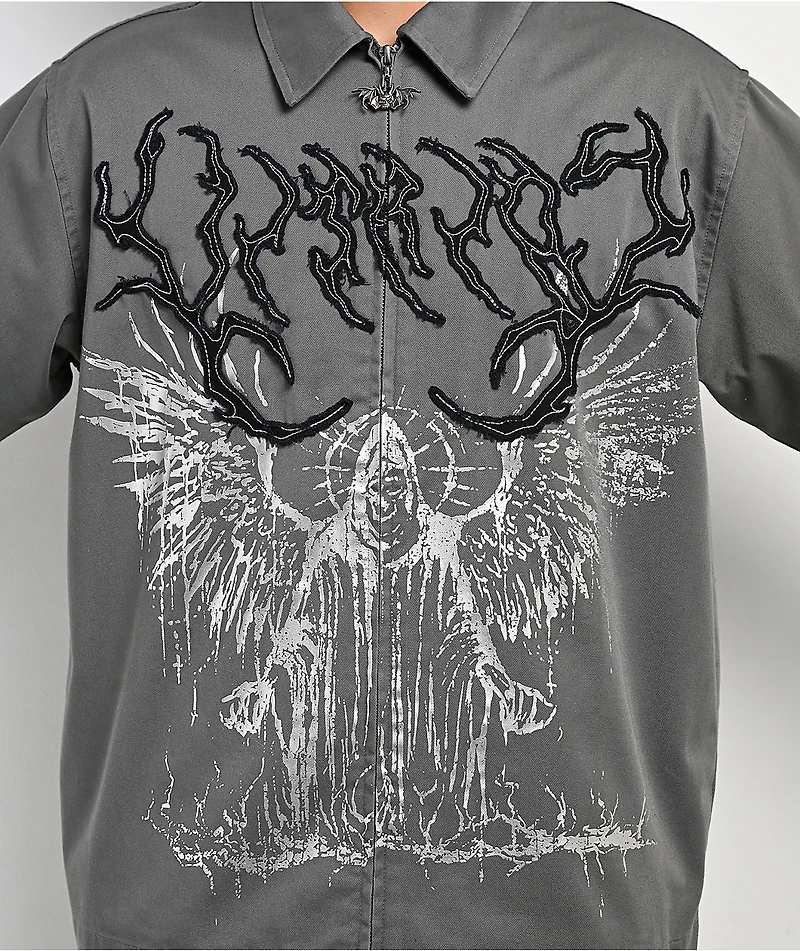 Vitriol Channel Wings Grey Zip Shirt