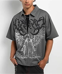 Vitriol Channel Wings Grey Zip Shirt
