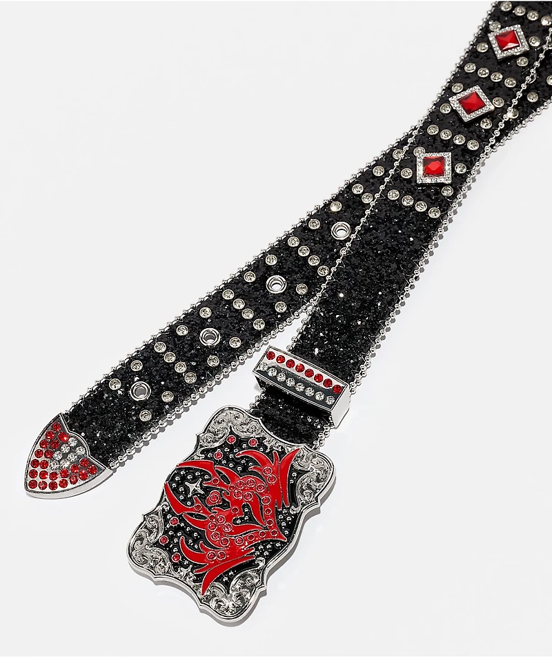Vitriol Chrome Veil Rhinestone Black Belt