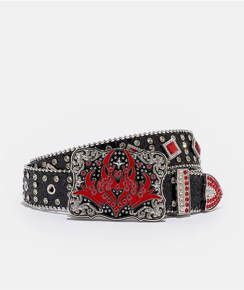 Vitriol Chrome Veil Rhinestone Black Belt