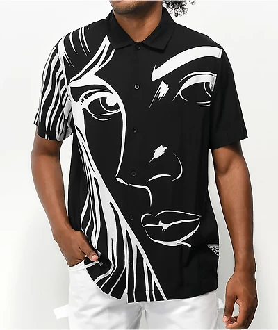 Vitriol Close-Up Black Short Sleeve Button Up Shirt