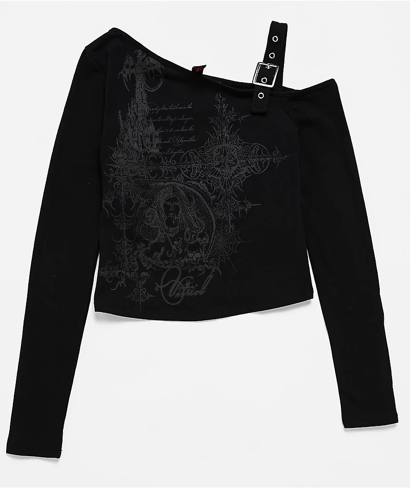 Vitriol Colette Off Shoulder Black Long Sleeve Crop T-Shirt