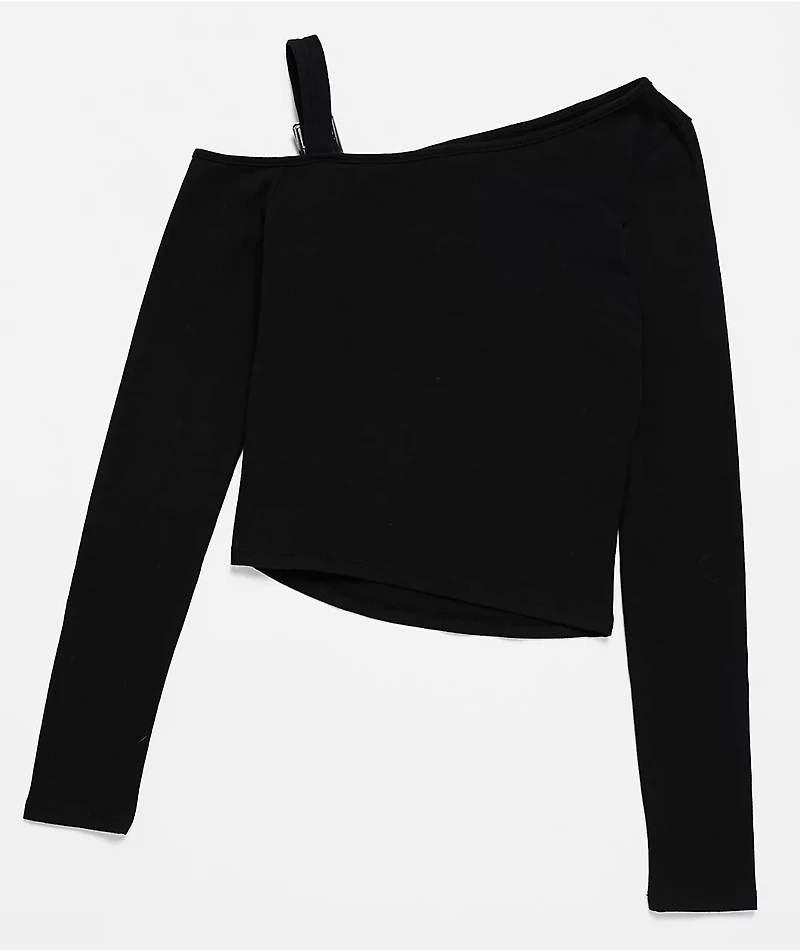 Vitriol Colette Off The Shoulder Black Crop Long Sleeve T-Shirt
