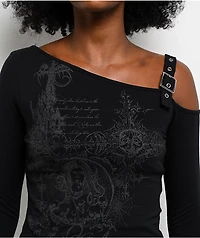 Vitriol Colette Off The Shoulder Black Long Sleeve Crop T-Shirt