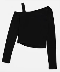 Vitriol Colette Off The Shoulder Black Long Sleeve Crop T-Shirt