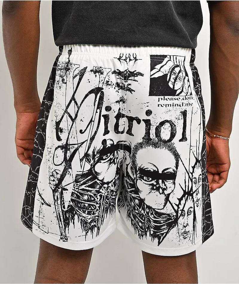 Vitriol Collage Black & White Mesh Shorts