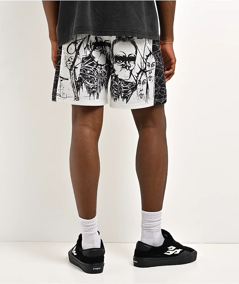 Vitriol Collage Black & White Mesh Shorts