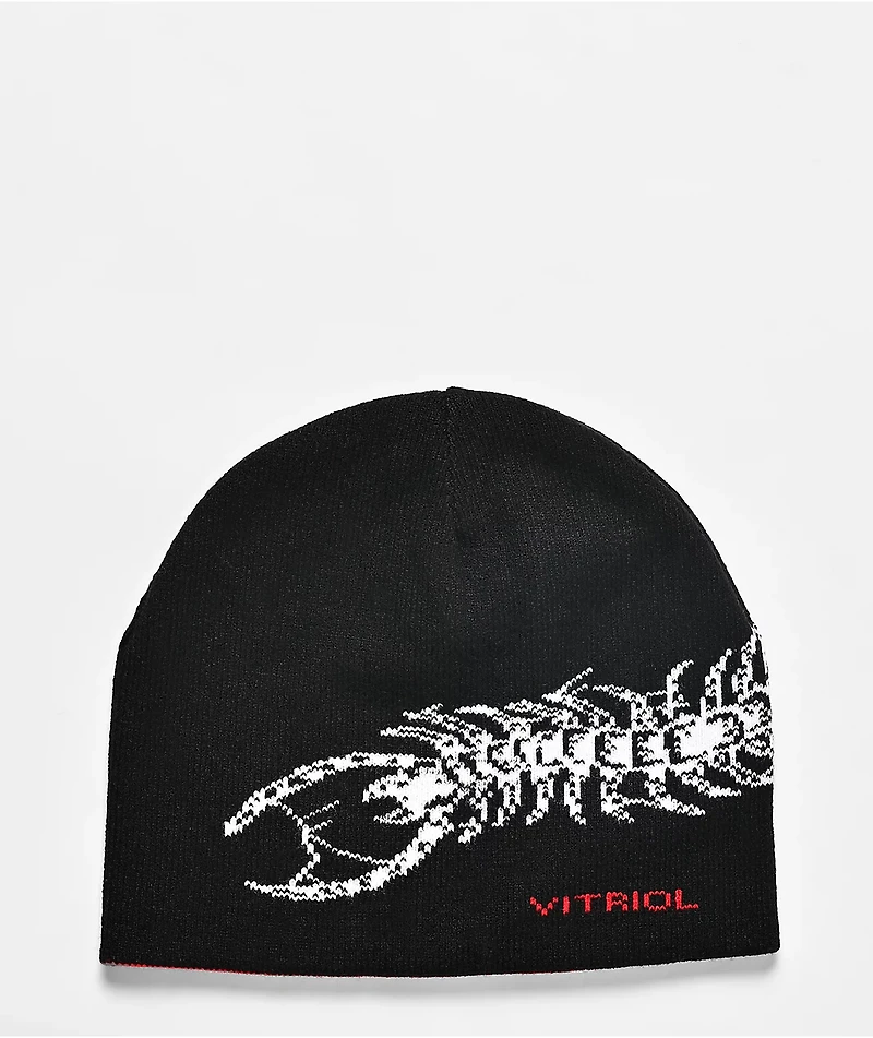 Vitriol Crawl Black & Red Reversible Skully Beanie
