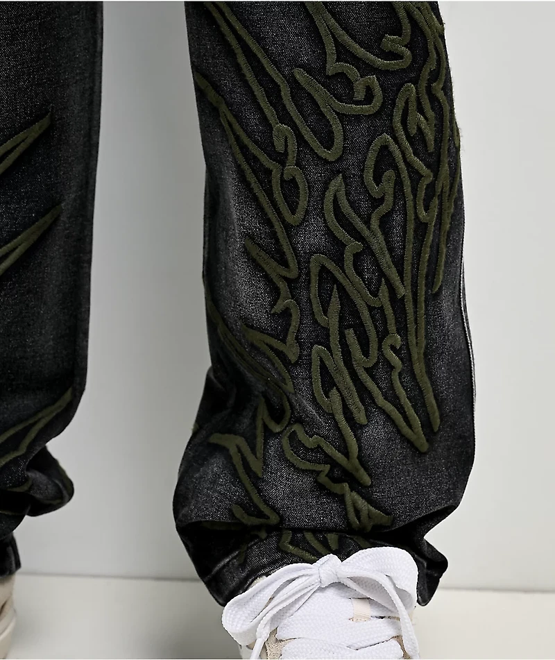 Vitriol Cursed Carnyx Black Wash Loose Fit Jeans