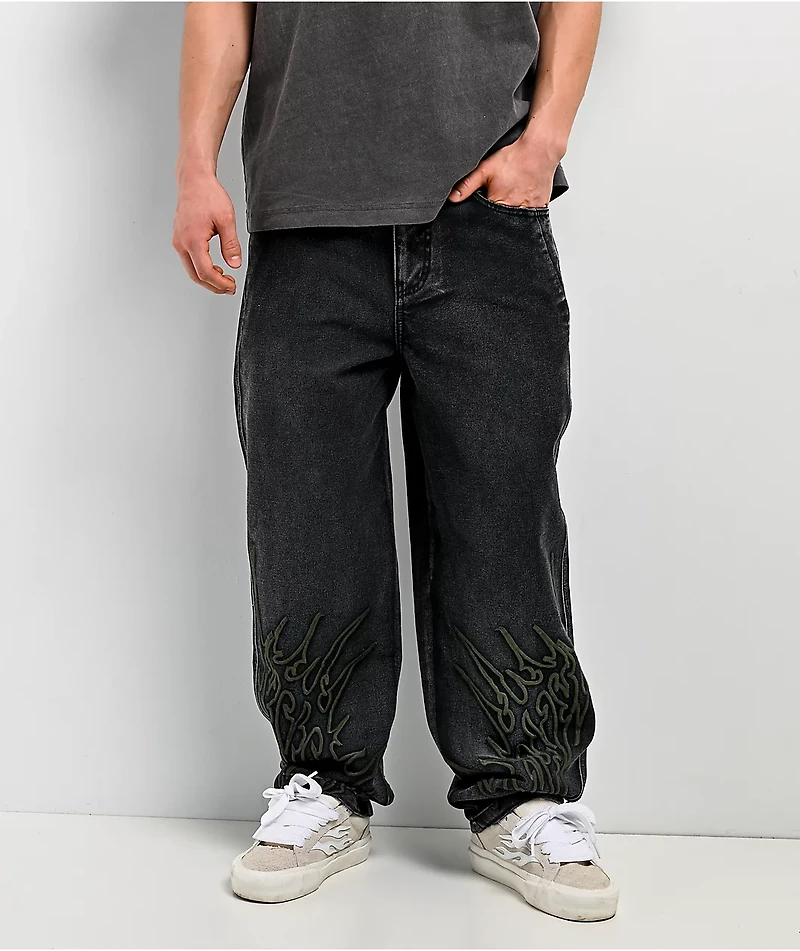 Vitriol Cursed Carnyx Black Wash Loose Fit Jeans