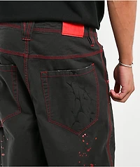 Vitriol Cursed Double Knee Black & Red Canvas Pants