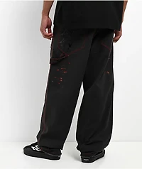 Vitriol Cursed Double Knee Black & Red Canvas Pants