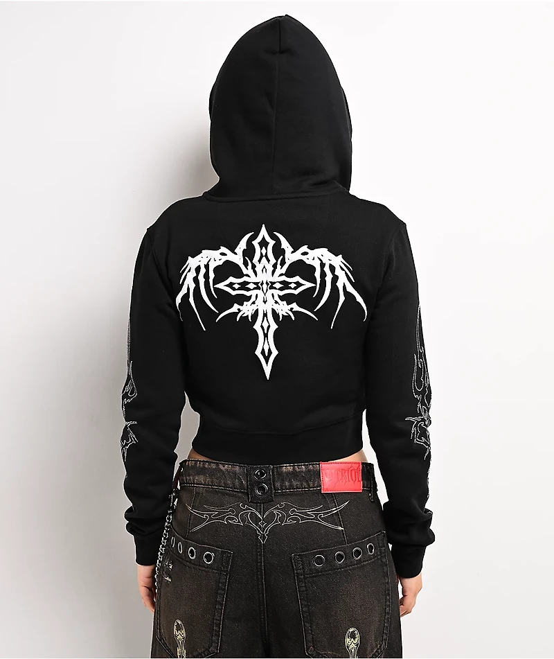 Vitriol Cyber Charm Black Crop Zip Hoodie