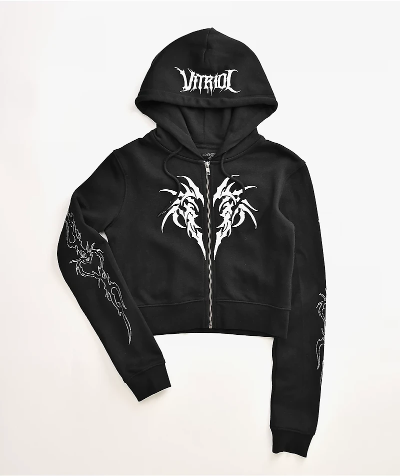 Vitriol Cyber Charm Black Crop Zip Hoodie