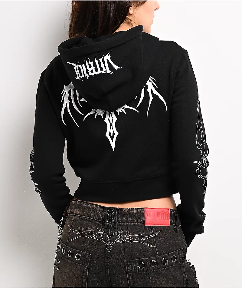 Vitriol Cyber Charm Black Crop Zip Hoodie