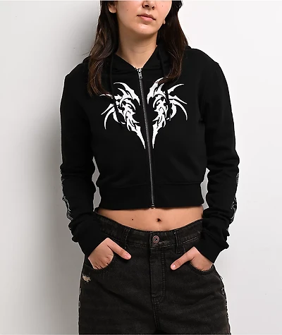 Vitriol Cyber Charm Black Crop Zip Hoodie