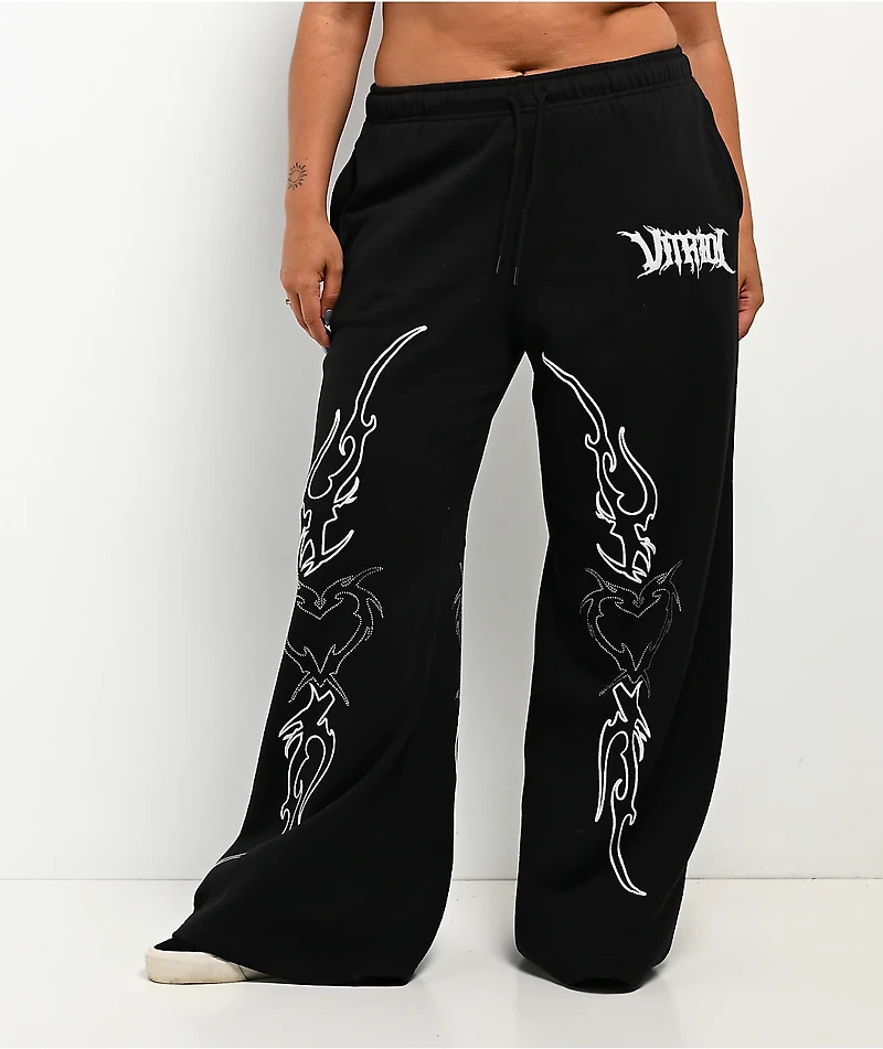 Vitriol Cyber Chrome Black Wide Leg Sweatpants