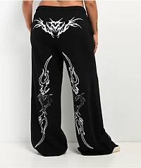 Vitriol Cyber Chrome Black Wide Leg Sweatpants