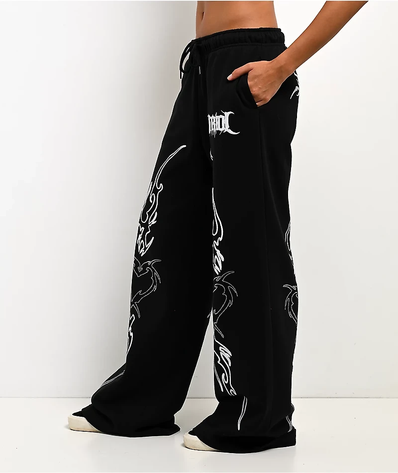 Vitriol Cyber Chrome Black Wide Leg Sweatpants