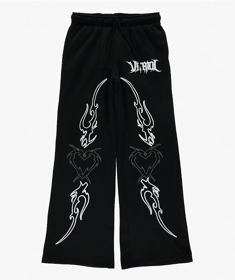 Vitriol Cyber Chrome Black Wide Leg Sweatpants