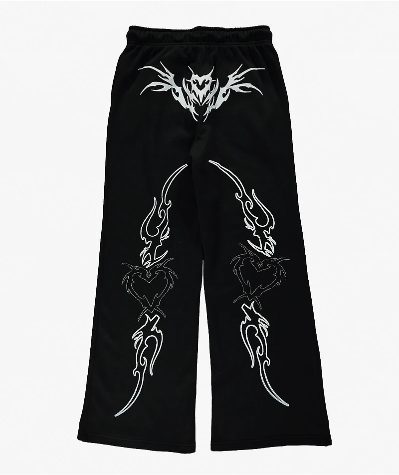 Vitriol Cyber Chrome Black Wide Leg Sweatpants