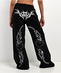 Vitriol Cyber Chrome Black Wide Leg Sweatpants