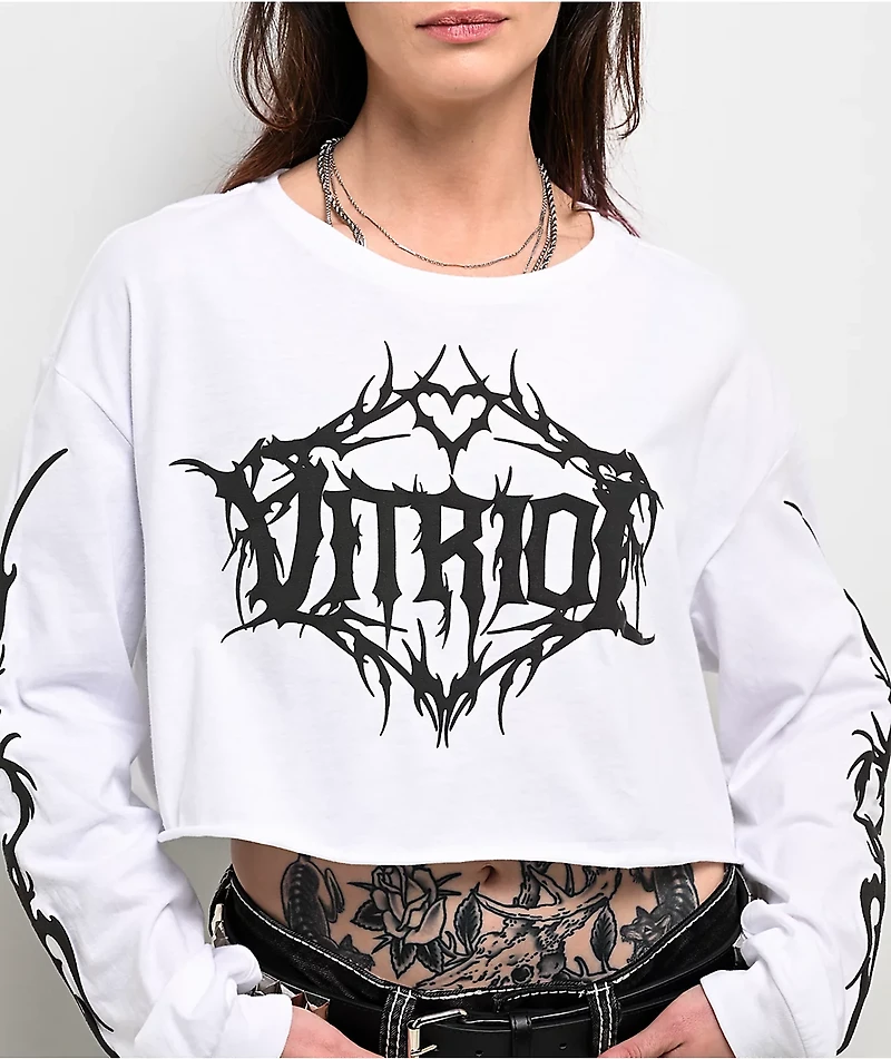 Vitriol Cyber Chrome White Long Sleeve Crop T-Shirt