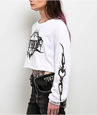 Vitriol Cyber Chrome White Long Sleeve Crop T-Shirt
