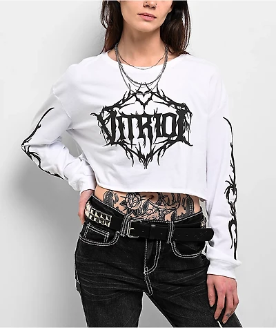 Vitriol Cyber Chrome White Long Sleeve Crop T-Shirt