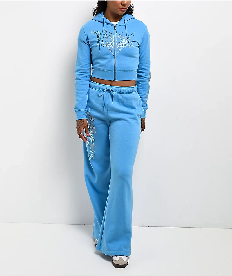 Vitriol Cyber Dragon Blue Crop Zip Hoodie