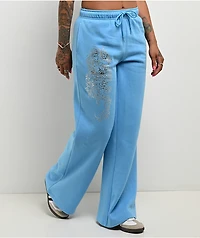 Vitriol Cyber Dragon Blue Wide Leg Sweatpants