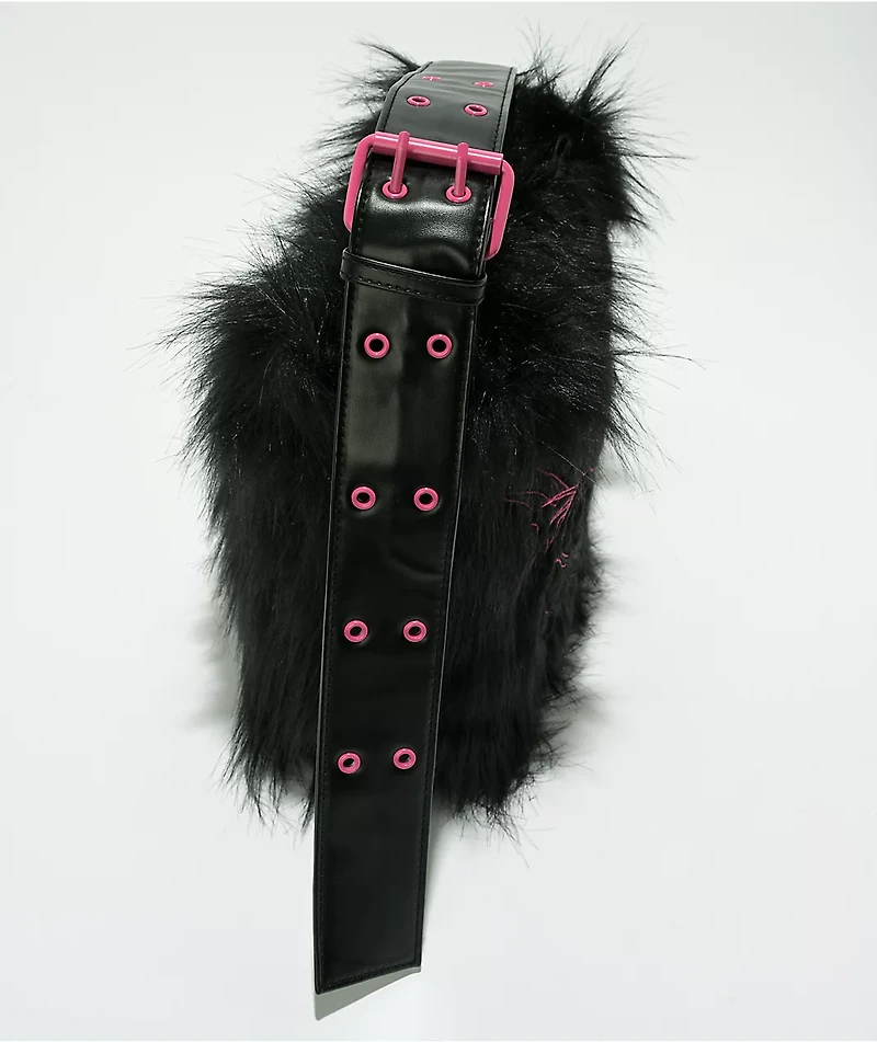 Vitriol Cyberfly Black Faux Fur Tote Bag