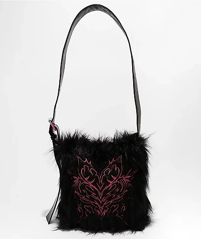 Vitriol Cyberfly Black Faux Fur Tote Bag